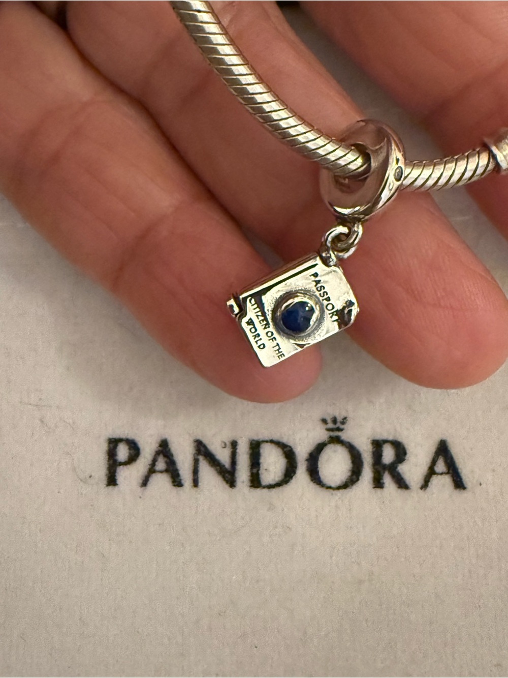 Pandora Silver Blue Passport Charm Pendant